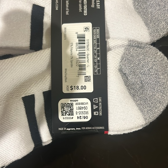 Adidas Youth Cushioned Aeroready 6 Pair Quarter Socks - NWT - Picture 3 of 4